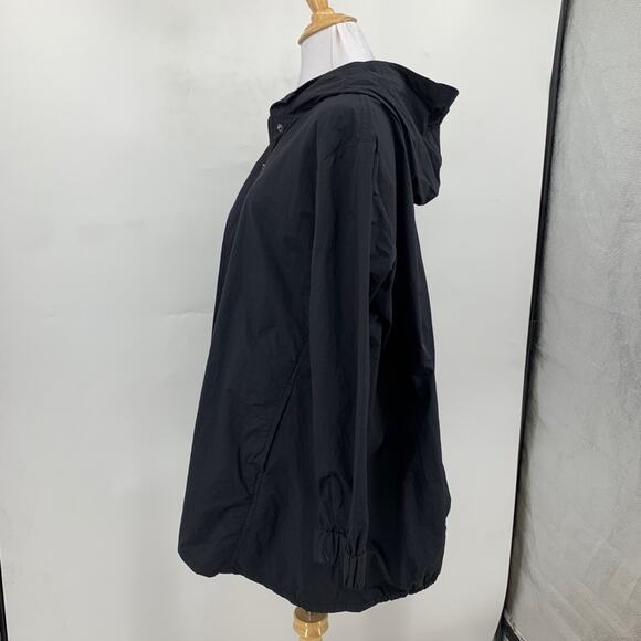Pure Jill Jacket Womens M Medium Black Rain Zip Front Longline Hooded J. Jill - Picture 3 of 13